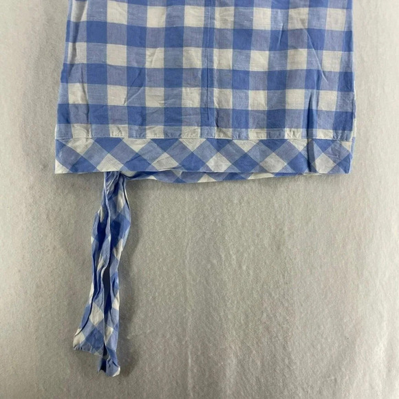 J.Crew Blouse Women's Sz 2 Blue Gingham Round Neck Side-Tie Back Keyhole - Picture 8 of 11